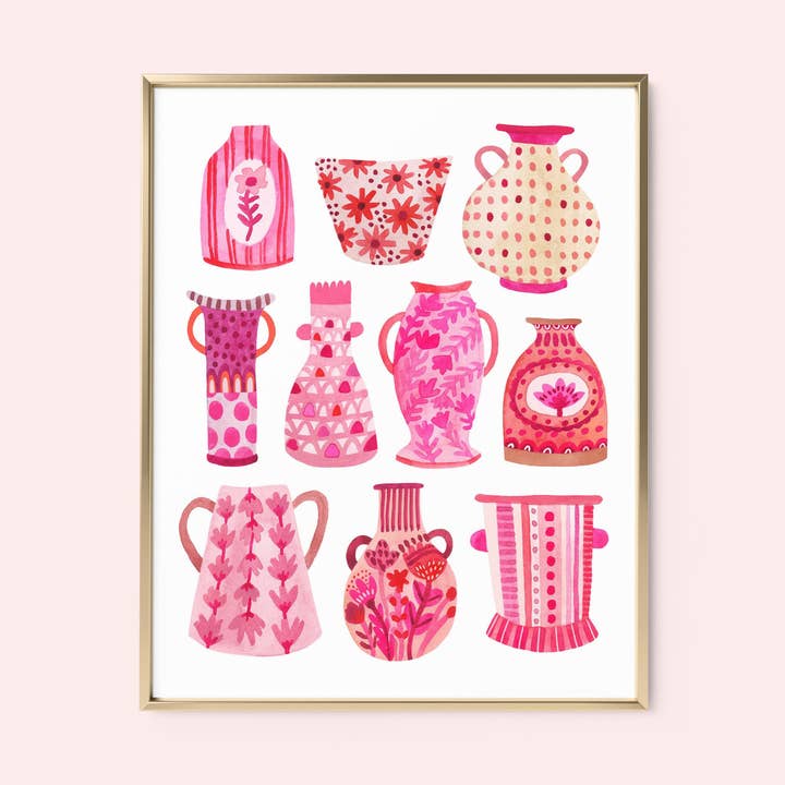 Pink Vase Collection Art Print for wholesale by Mia Whittemore