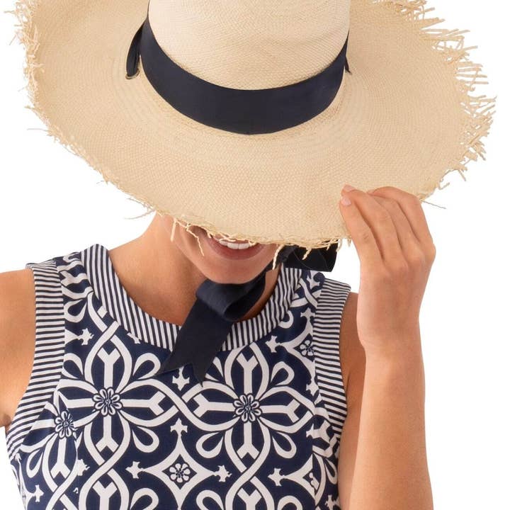 Navy Hand Woven Panama Hat - Antibes for wholesale on Faire