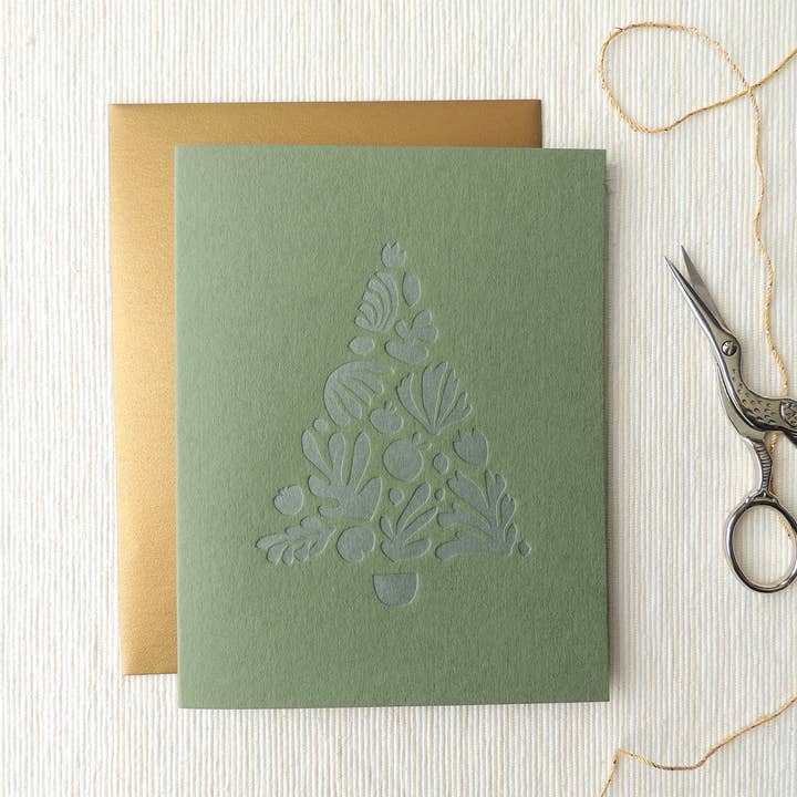 Cartão abstrato da árvore de Natal por atacado de Harken Press