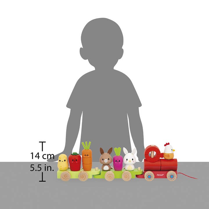 Janod - Wholesale Wood Toy - Kids - Farm | Pull-Along Stacker Train | 19 pieces6