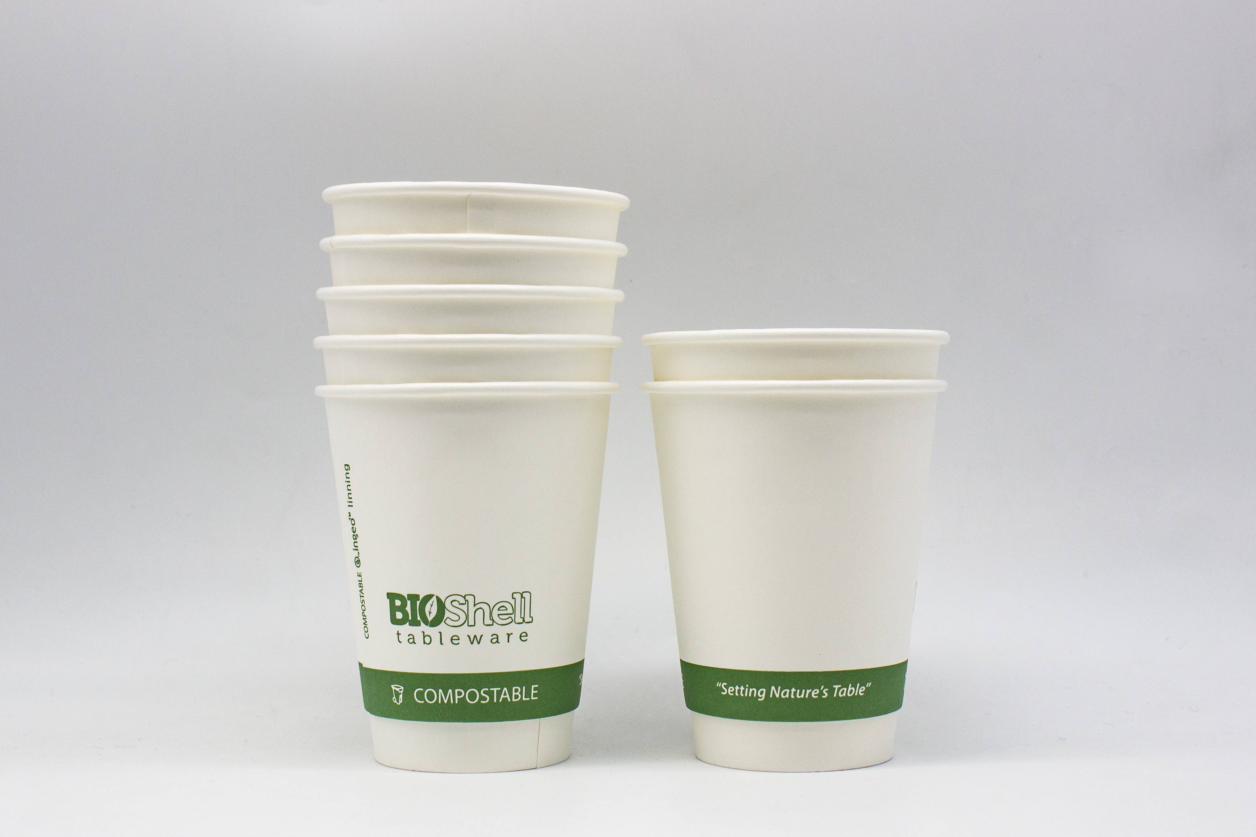 BioShell Tableware - Wholesale Wegwerpbeker - 12 oz composteerbare dubbelwandige hittebestendige bekers - milieuvriendelijk1