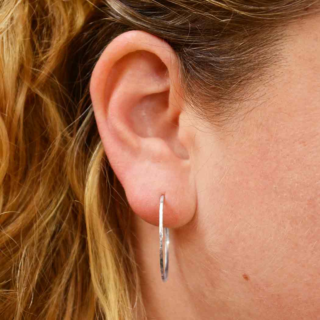 Nina Designs - Wholesale Hoop Earrings - Sterling Silver or Gold Hammer Finish Hoop Earrings on Post4