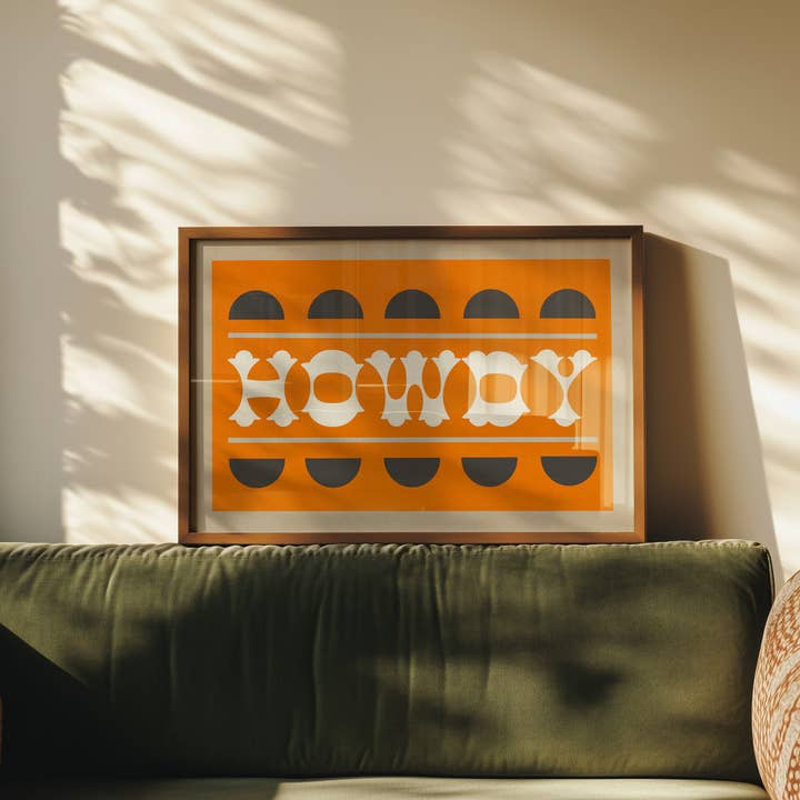 Tejas Country Club - Wholesale Art Print - Orange and Smoky Gray Howdy Home Decor Art Print (FLAT)8