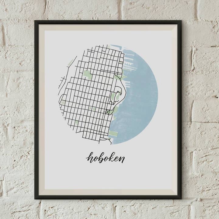 Hoboken, New Jersey Map Print for wholesale by Sophie Kaplan
