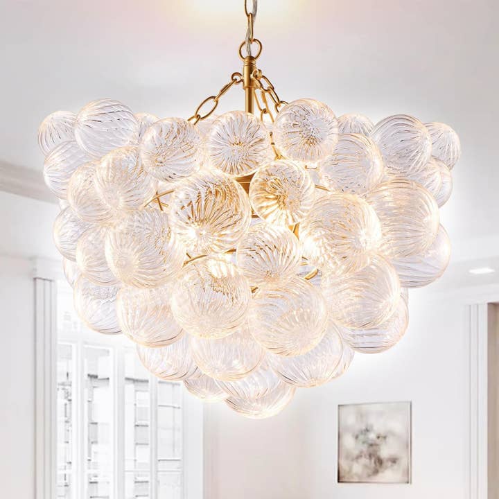 Gold Murano Bubble Glass Chandelier 20 Inch Diameter for wholesale by ShipItFurniture
