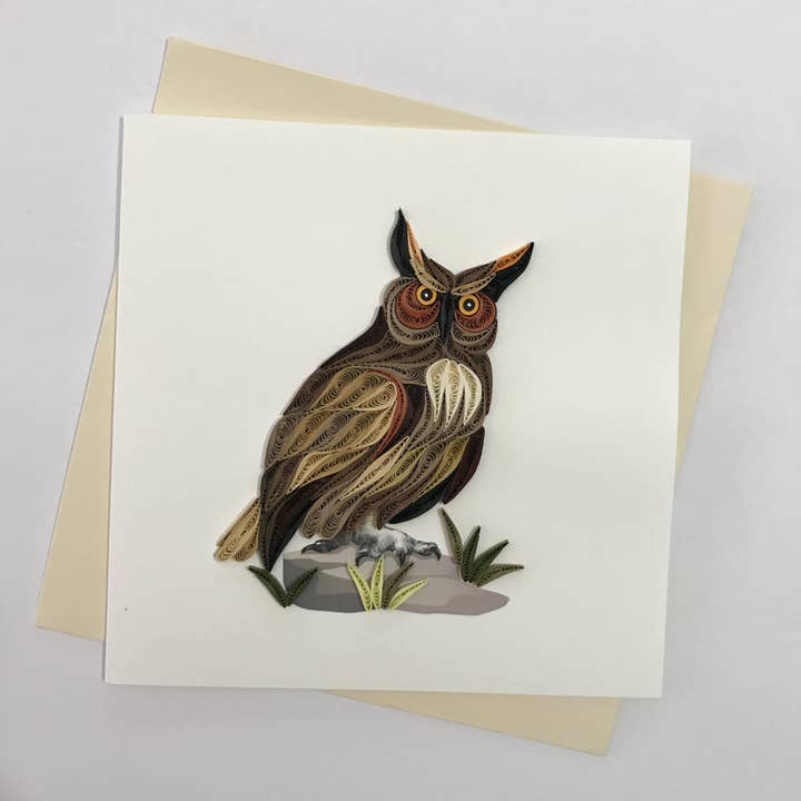 Owl Quilled Card for wholesale by Poppin Cards and Gifts
