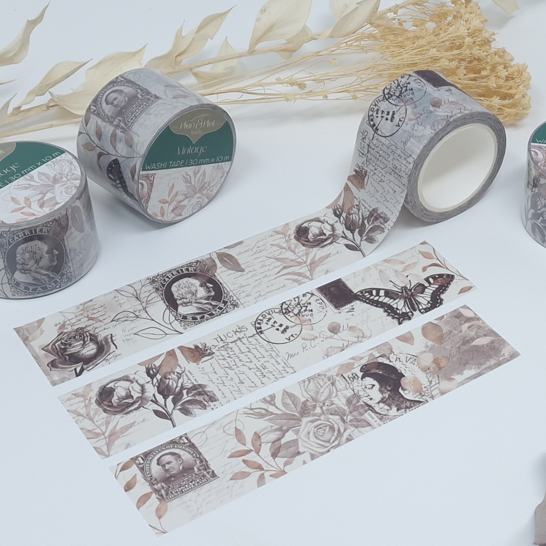 Plan & Plot Studio - Vendita all'ingrosso Nastro washi - Nastro washi vintage con motivi di francobolli antichi e illustrazioni botaniche14