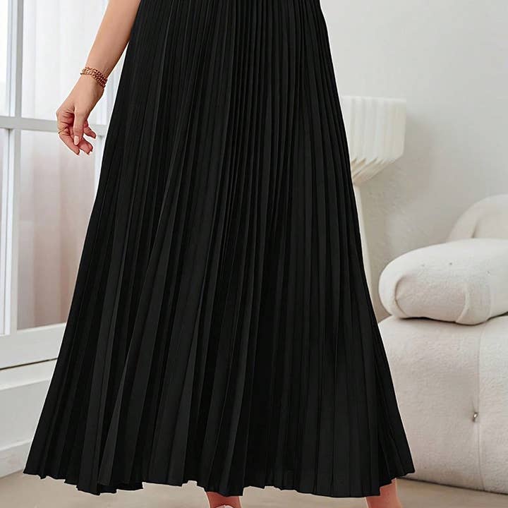 CWBLS0513_PLEATED FLARED A-LINE POLYESTER MIDI SKIRT and other Purchase Wholesale skirt extender. Free Returns & Net 60 Terms on Faire trending on Faire.