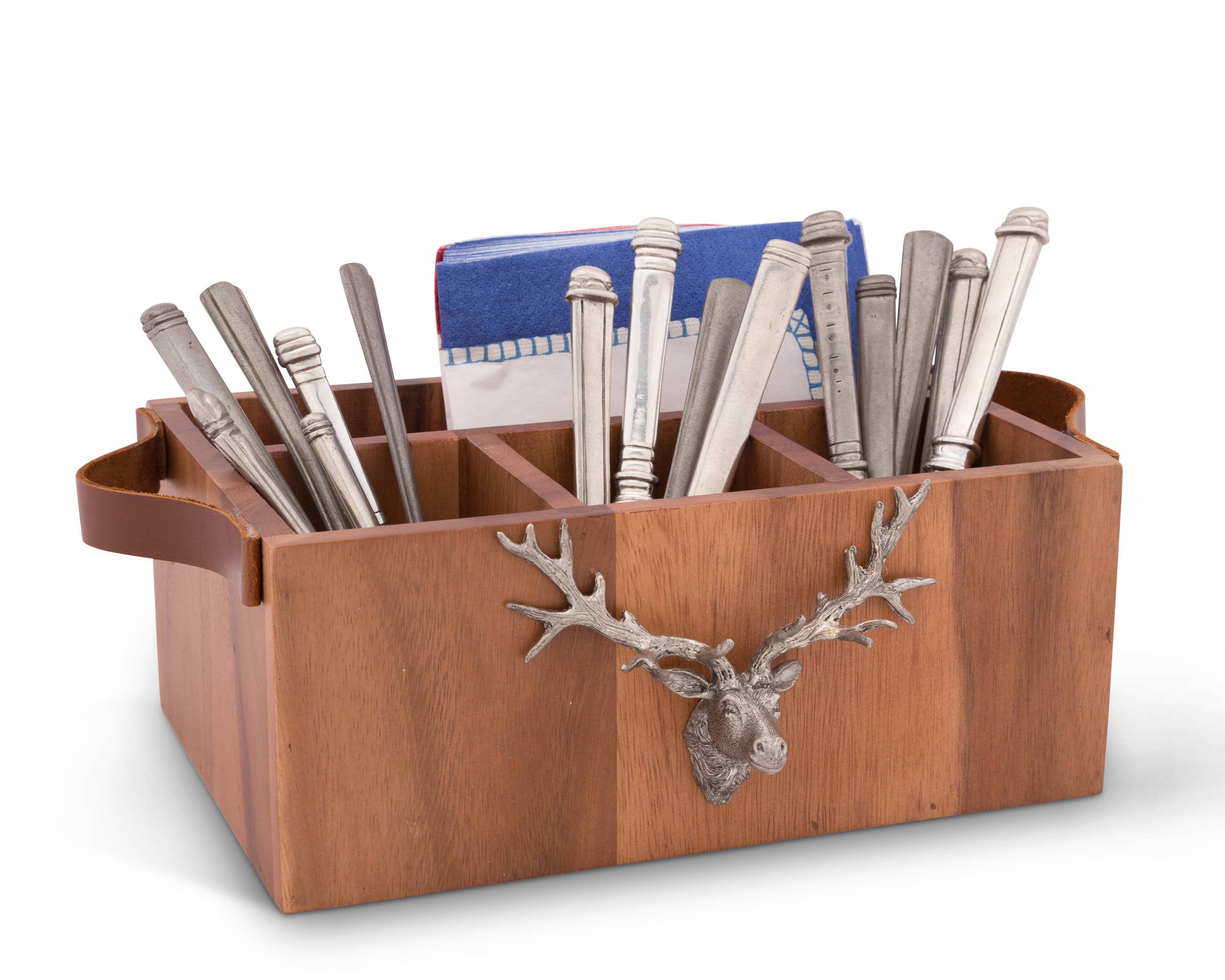 Vagabond House - Wholesale Flatware Caddy - Elk Head Handles Wood Flatware Caddy4
