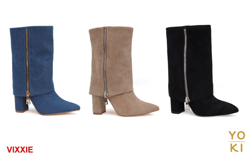 Yoki Fashion - Vendita all'ingrosso Stivali - Donna - Stivali da donna pieghevoli VIXXIE con dettagli a cerniera3