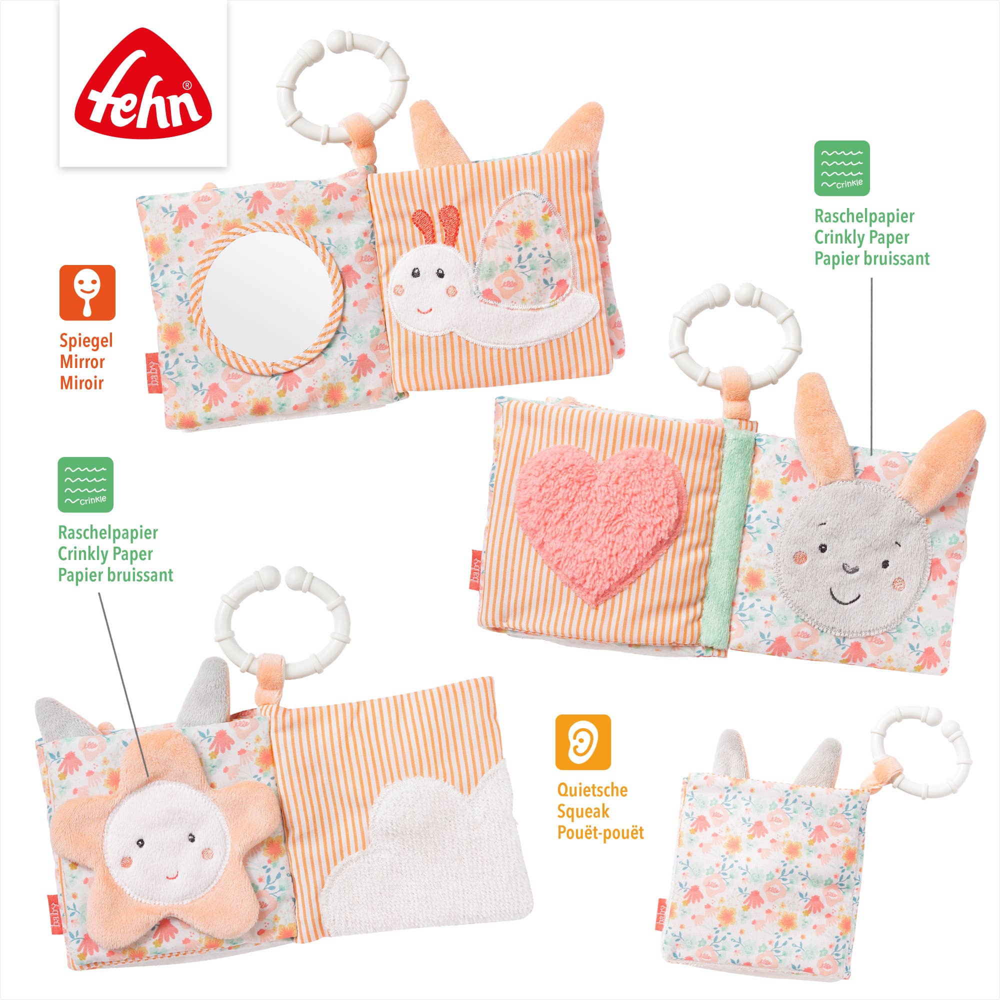 Fehn – Livro para bebés e crianças (0 a 2) por atacado – Livro de tecido Cisne Lake - livro sensorial com motivos de animais2