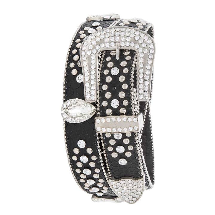Crystal Teardrop Stone Western Leather Belt for wholesale by Rope & Spurs