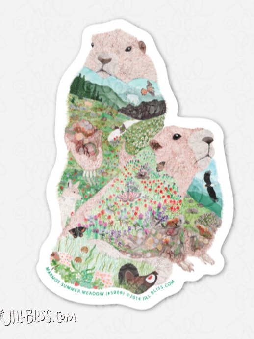 HABITAT MARMOT ALPINE MEADOW STICKER for wholesale by Jill Bliss Artwork