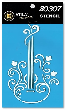 Atiladecor, Artesanato Lda - Vendita all'ingrosso Tinta per stencil/lavoretti - Stencil con chitarra astratta 10X15cm min. 3 pezzi0