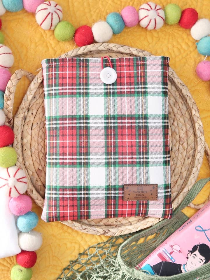 White Plaid Book Sleeve for wholesale by Book Barn Galore