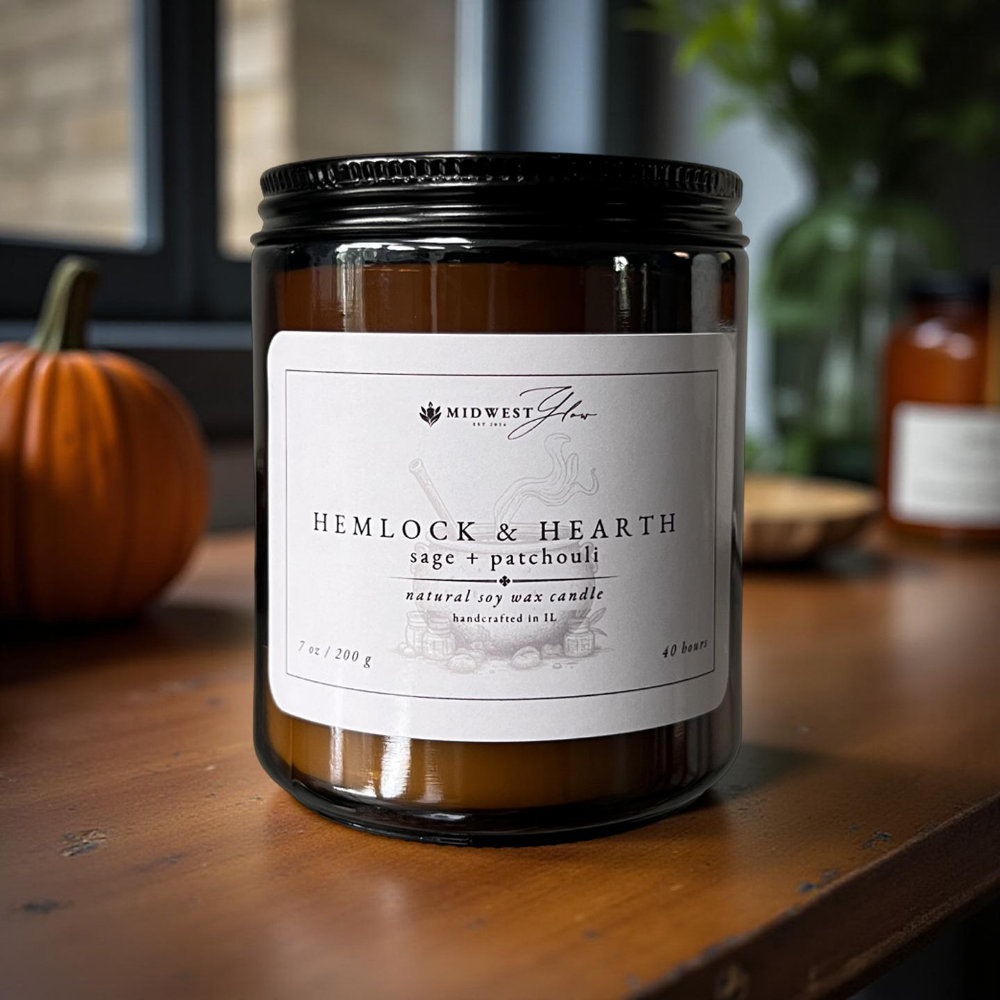 Midwest Glow - Wholesale Jar/filled candle - Hemlock & Hearth Soy Candle0