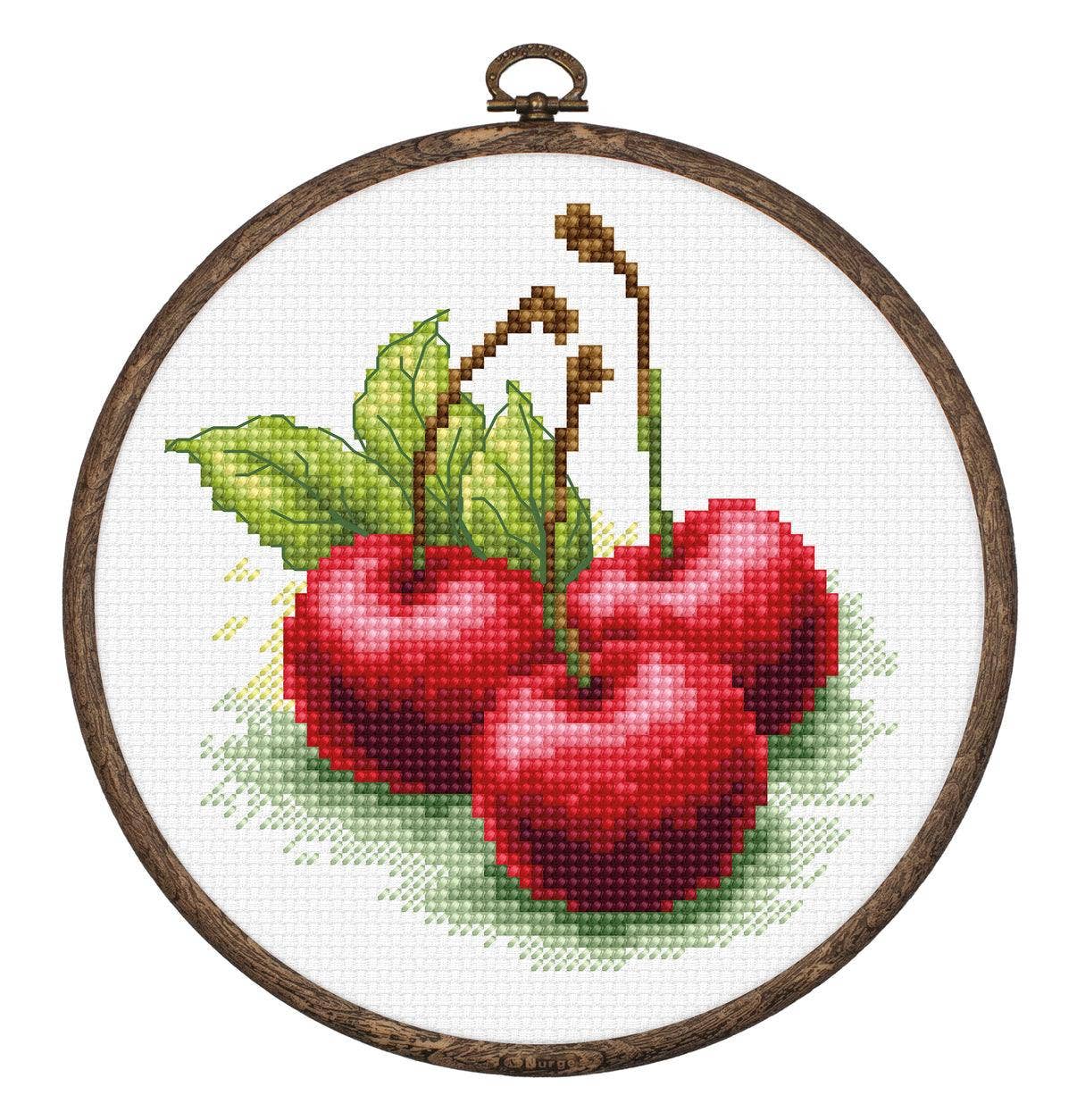 Luca-S - Wholesale Embroidery/Cross Stitch Supplies - Cross Stitch Kit with Hoop Included Luca-S - Cherries, BC1030