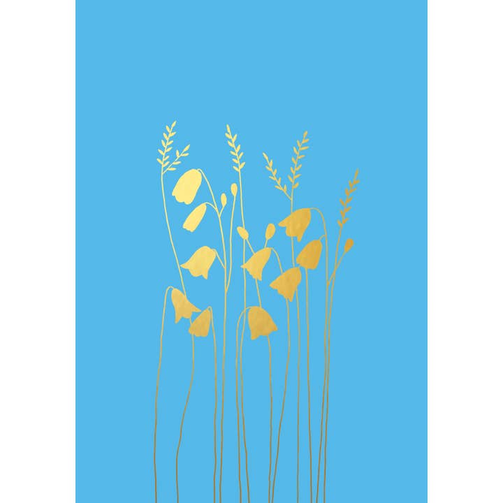 Harebell Blank Gold Card by Eloise Hall for wholesale by Inky Blue Ltd t/a Holy Mackerel