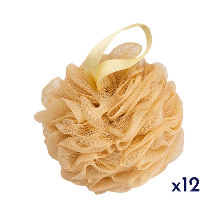 Yvo Beauty – Großhandel Badepuff/-schwamm – YVO Badhocker aus Netzstoff für Dusche und Dusche, 70 g, 12 Stück