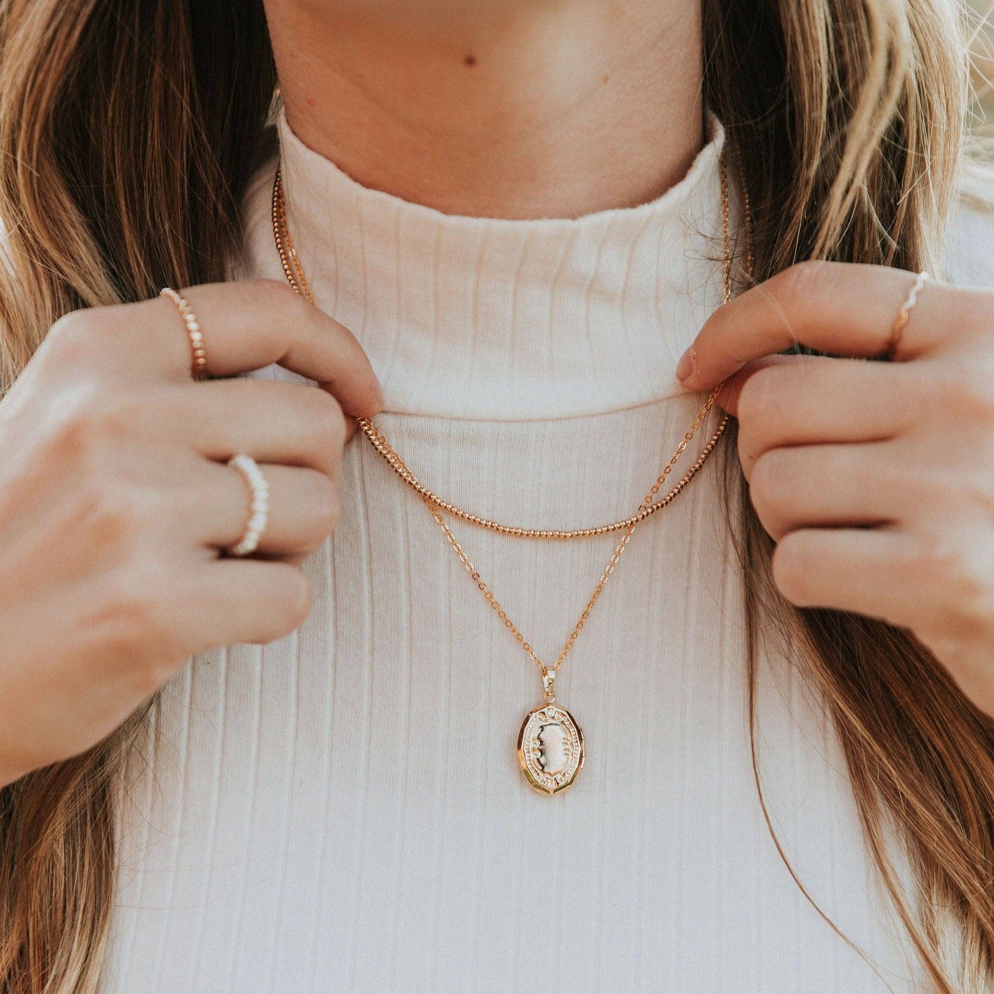 Mauve Jewelry Co. - Vente Collier de perles - Collier à perles dorées Staci8