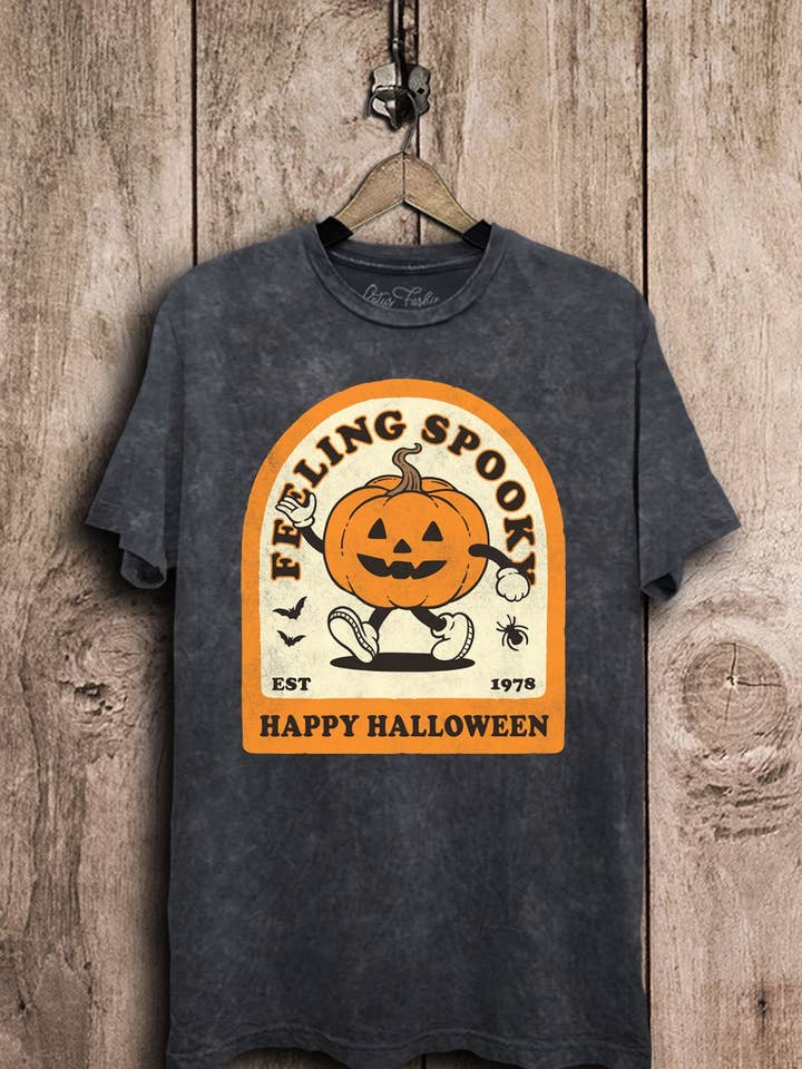Feeling Spooky Happy Halloween Graphic Top for wholesale by Lotus Fashion Collection