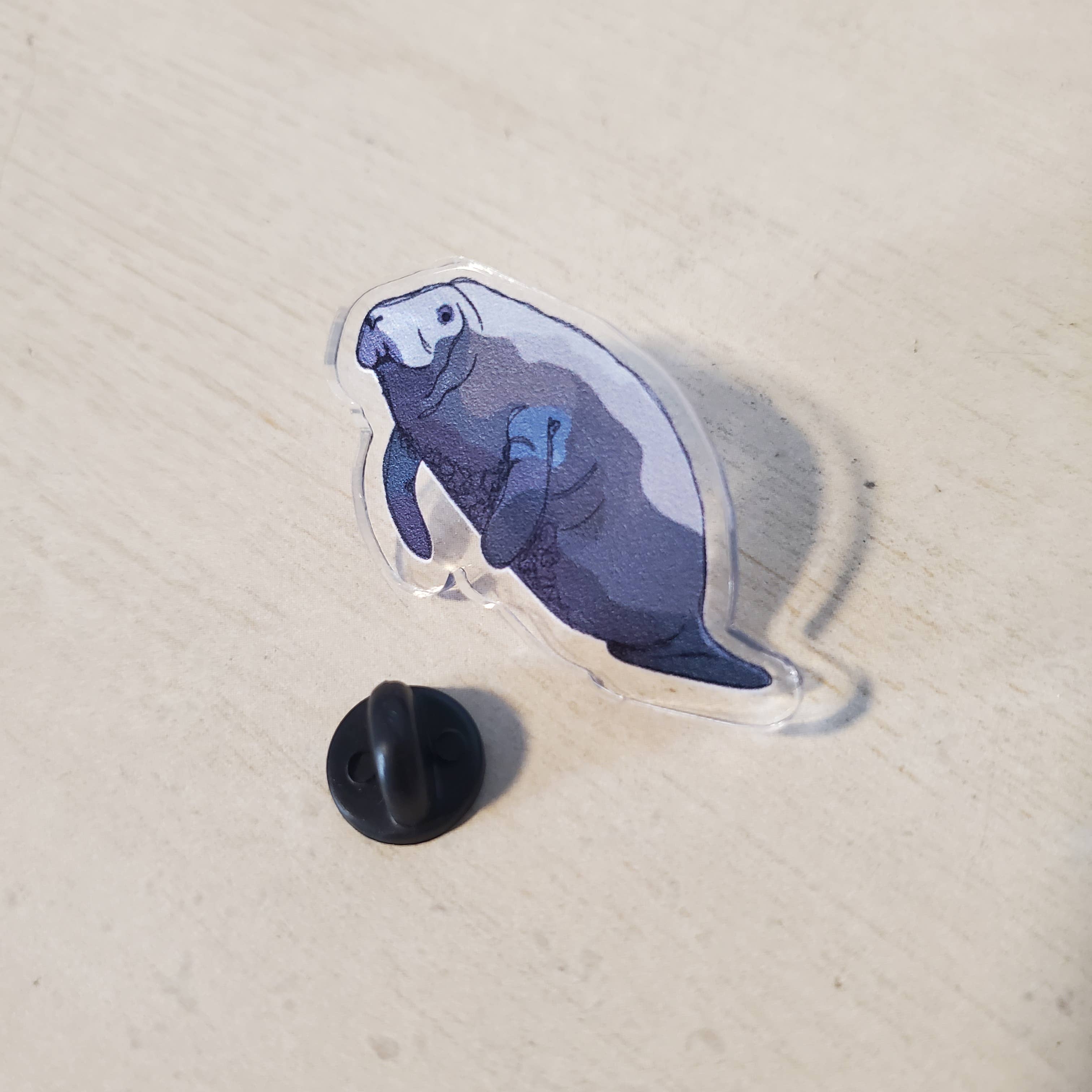 abigail hausman design & illustration - Wholesale Lapel Pin/Button - Manatee Acrylic Pin2