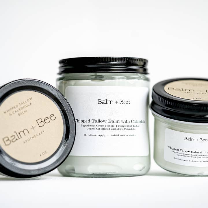 Whipped Tallow Balm with Calendula 4oz for wholesale by Balm and Bee Apothecary