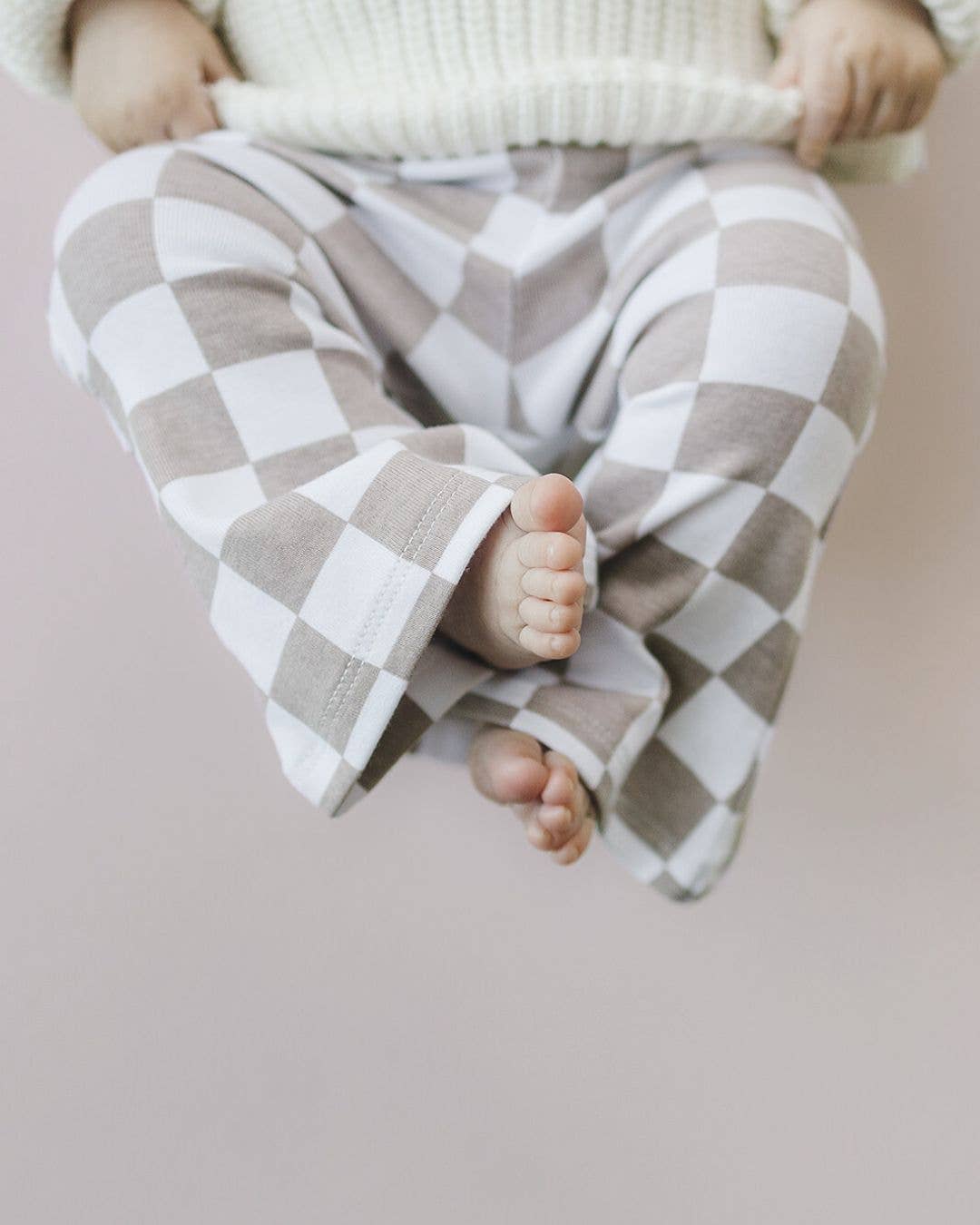 Lucky Panda Kids - Wholesale Pants - Baby - Checkered Flare Pants | Latte6