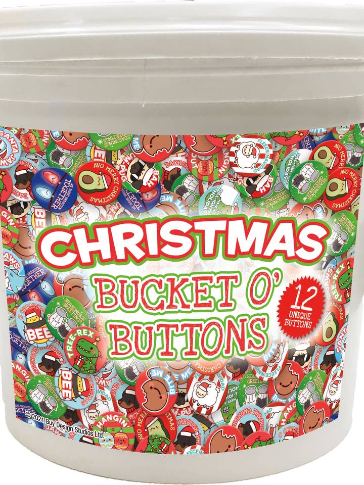 144 Unit Bucket o' Buttons - Christmas for wholesale by Great Stuff Novelties (GSN) by NMR Brands