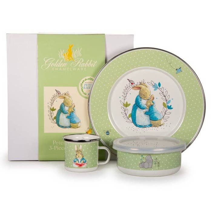 Golden Rabbit Enamelware Polka Dot Peter Child Set for wholesale by Crow Canyon Home