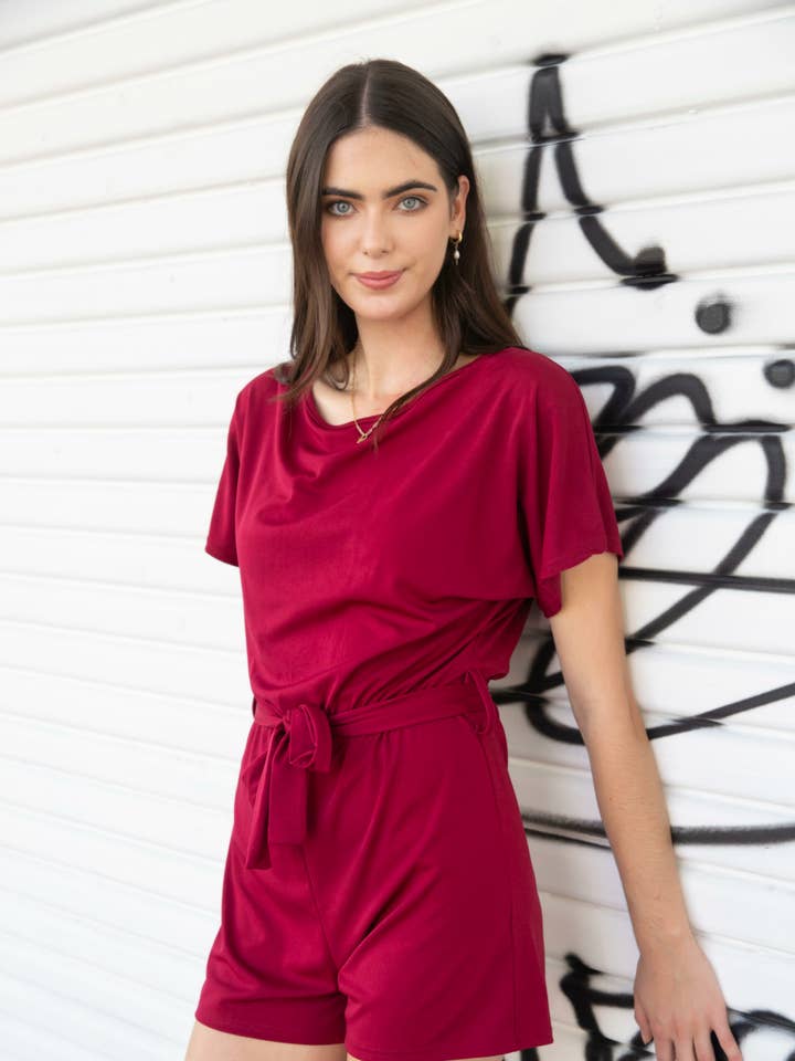 Ruby Fun Boat-neck Jumpsuit for wholesale by Pear Collections