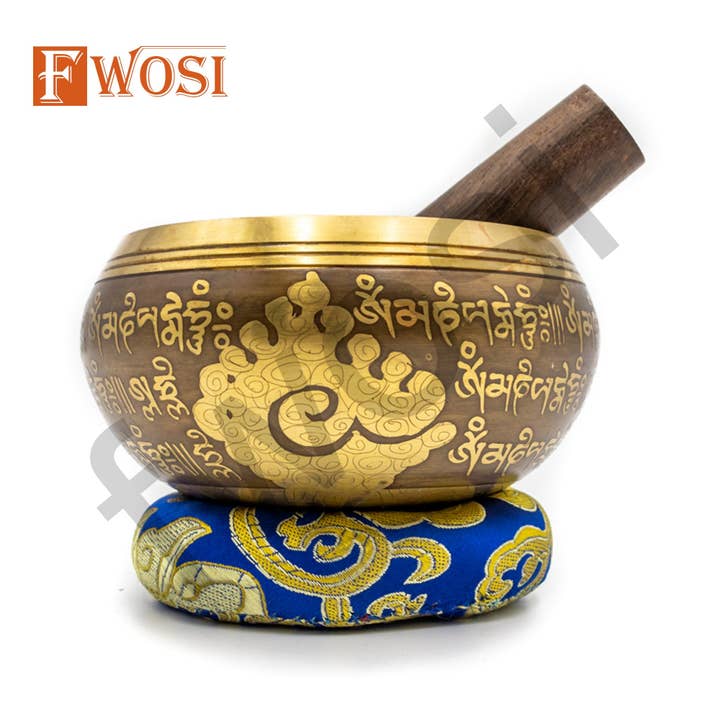 Fwosi – wholesale Meditation supplies – Himalayan Tibetan Singing Bowl Set | Om Chanting Mantra Engraving Spirituality Meditation Bowl | Mindfulness Bell Sound Bowl for Healing