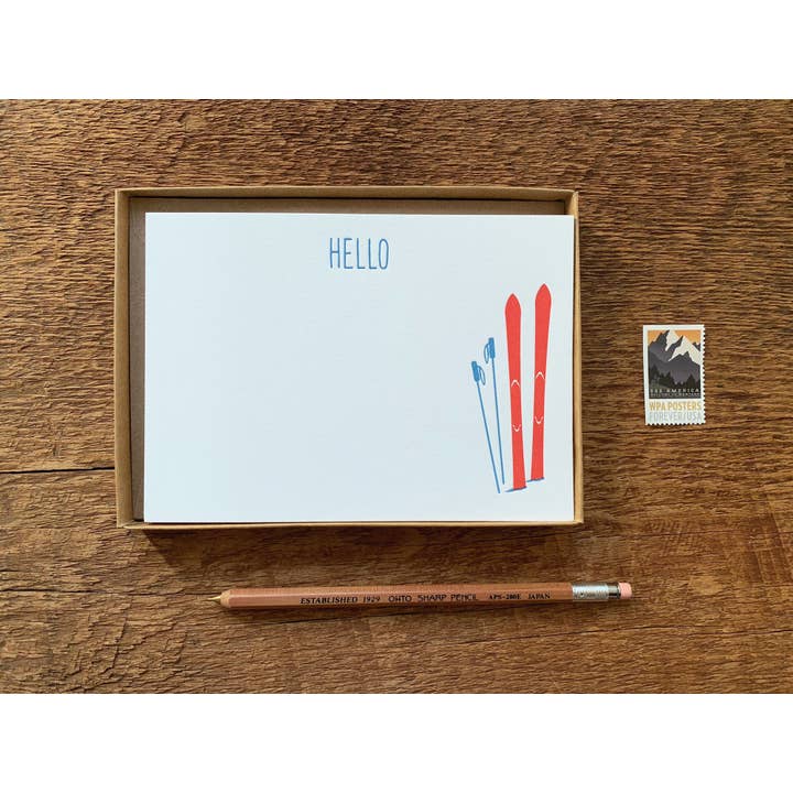 Noteworthy Paper & Press - Wholesale Stationery/Notecard Set - Hello Skis Flat Stationery4