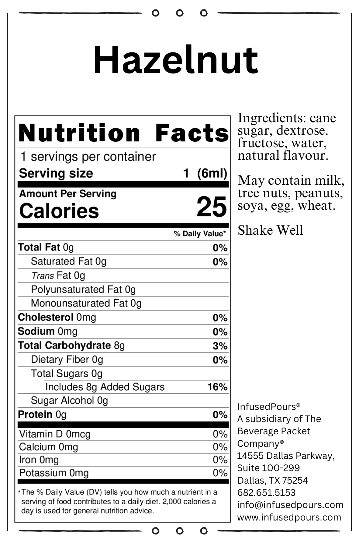The Beverage Packet Company - Wholesale Flavored Syrup - 1 Bag, Variety Pack (Vanilla Caramel Hazelnut) 6mL4