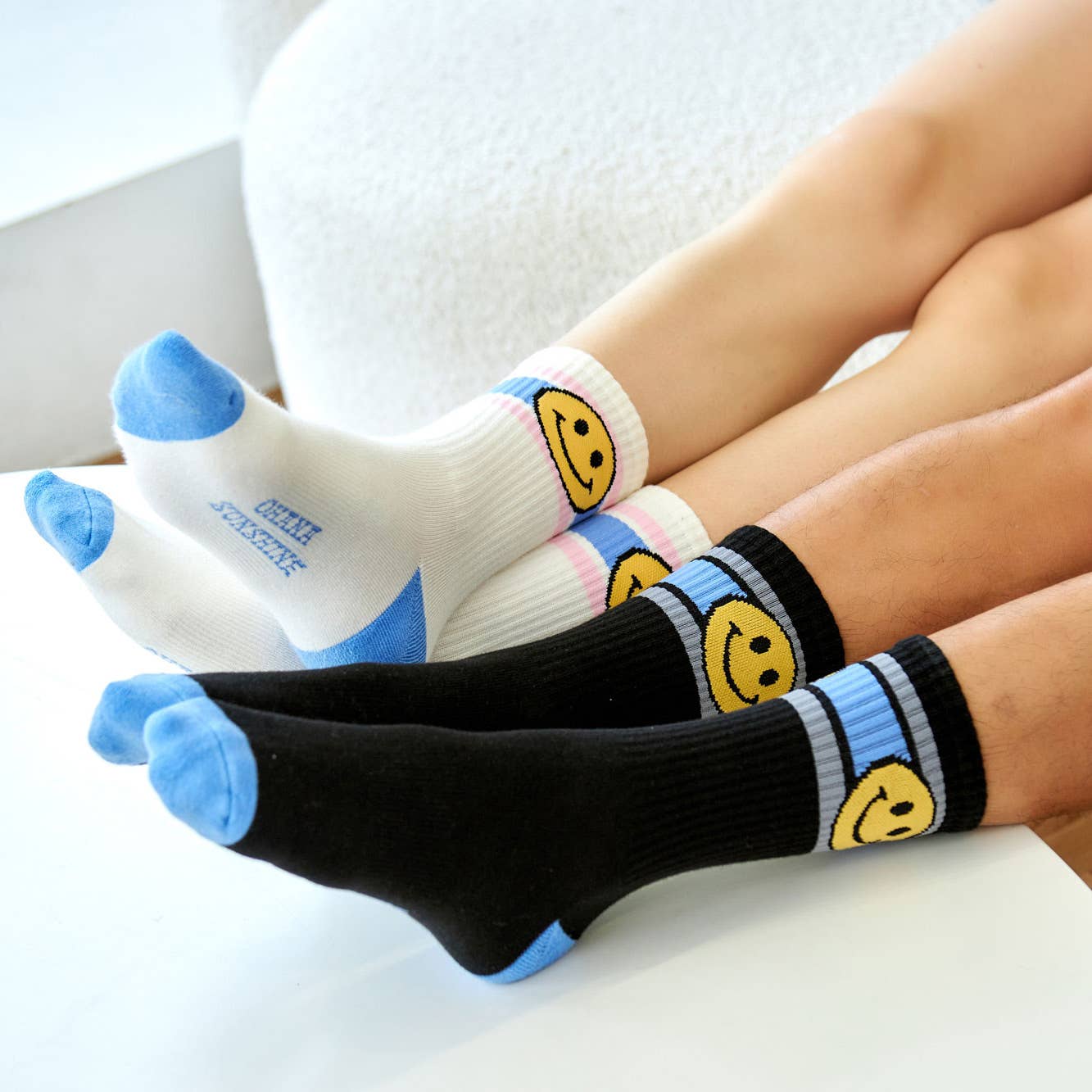 Ohana Sunshine - Wholesale Socks - Unisex - Happy Go Lucky Smiley Performance Crew Socks  | 2 Colors2