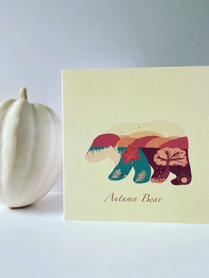 Gratulationskort Seasons Bears - Höstbjörn för wholesale av Faodail Studio