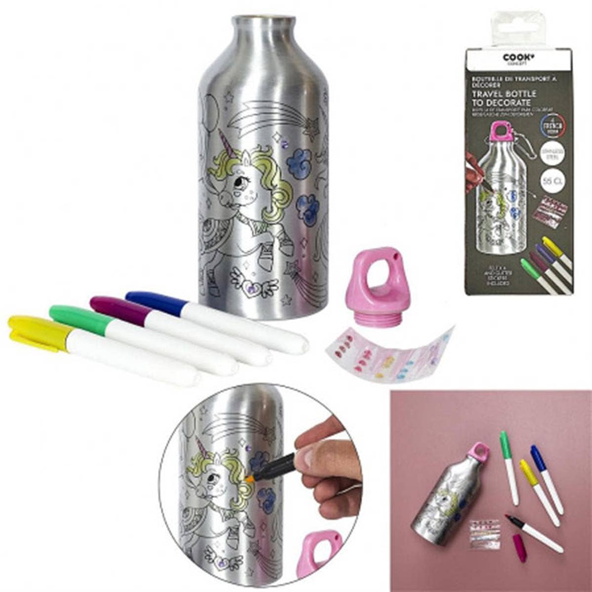 TSJJ - Wholesale Water Bottle - 55cl Unicorn Coloring Transport Bottle0