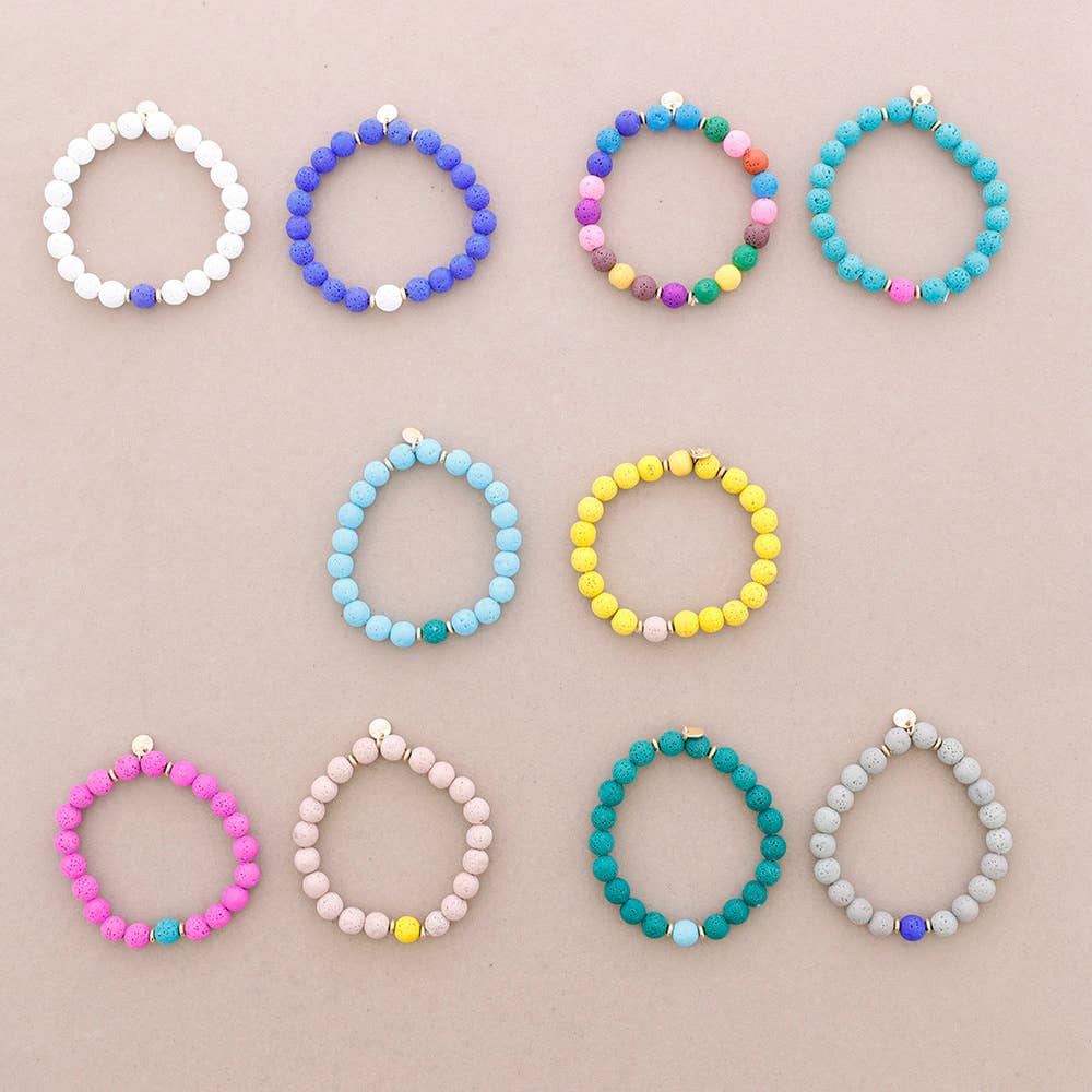 Sonata - Vente Bracelet de perles - Bracelet élastique avec boules d'imitation de pierres de lave10