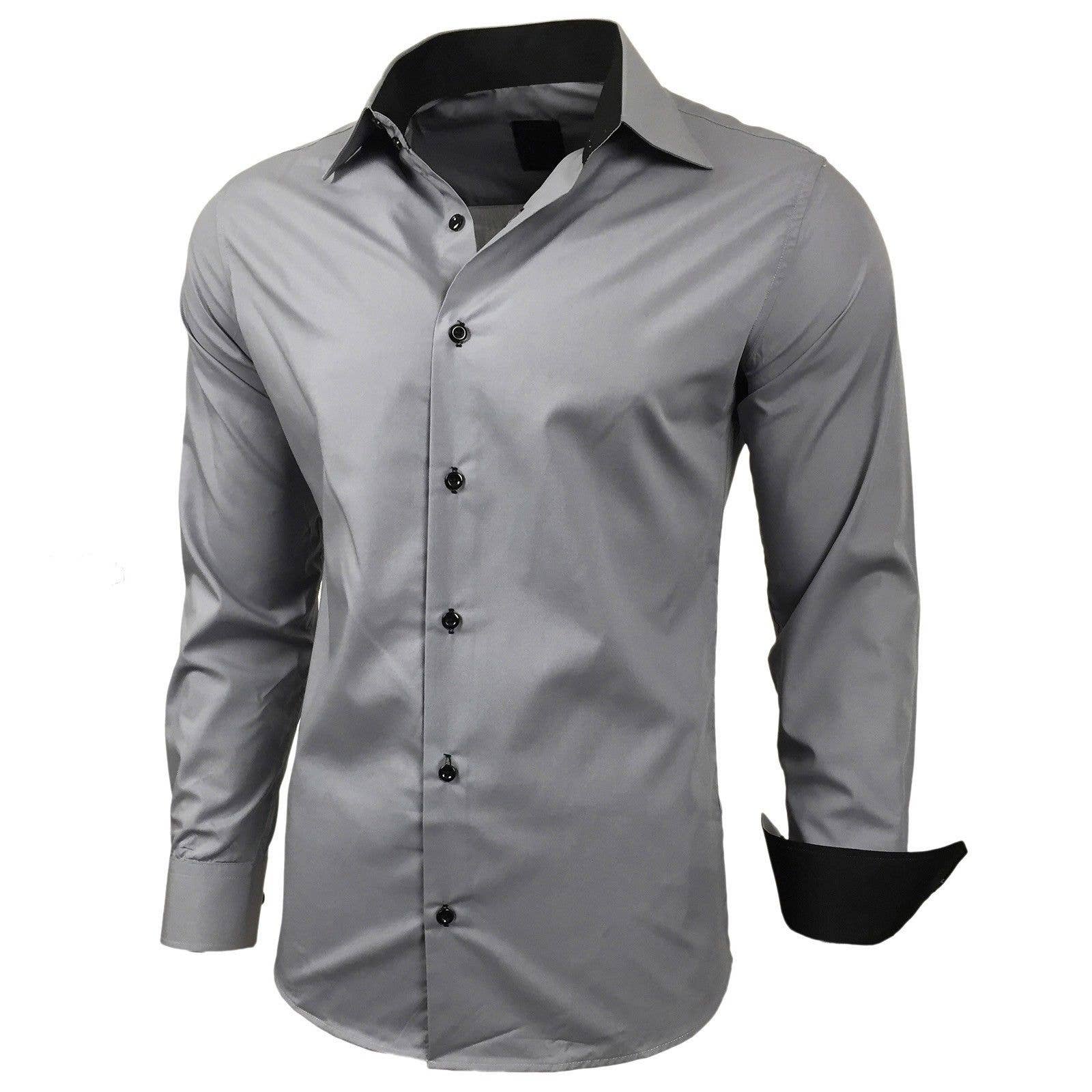 SUBLIMINAL MODE - Wholesale Button Down Shirt - Men's - Plain Two-Tone Basic Shirt8
