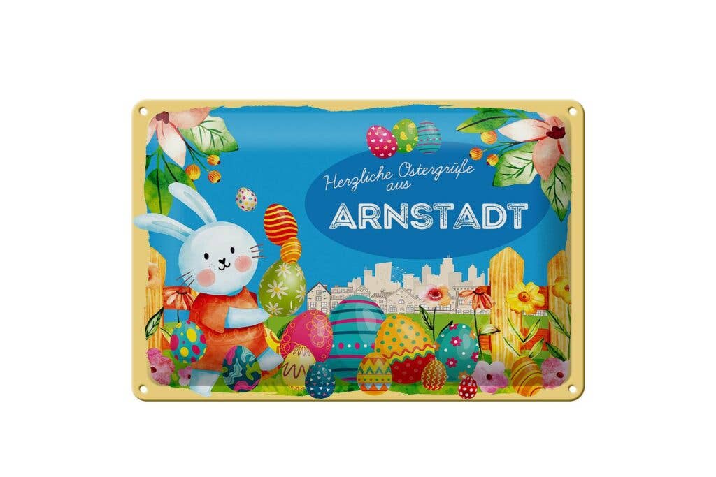 Femer - Wholesale Sign - Easter Easter greetings tin sign 30x20cm ARNSTADT gift decoration tin sign0