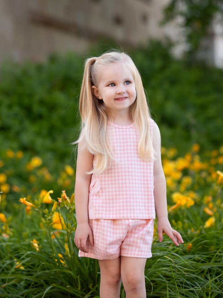 Rosa Rutigt Perfektion Ärmlöst Tvådelat Set för wholesale av mabel + honey