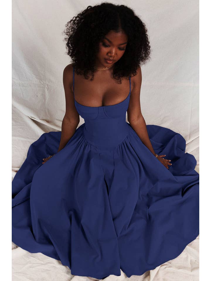 Sweetkama - Wholesale Dress - Women's - String Shoulder Solid & Floral Ladies Dress 2552852