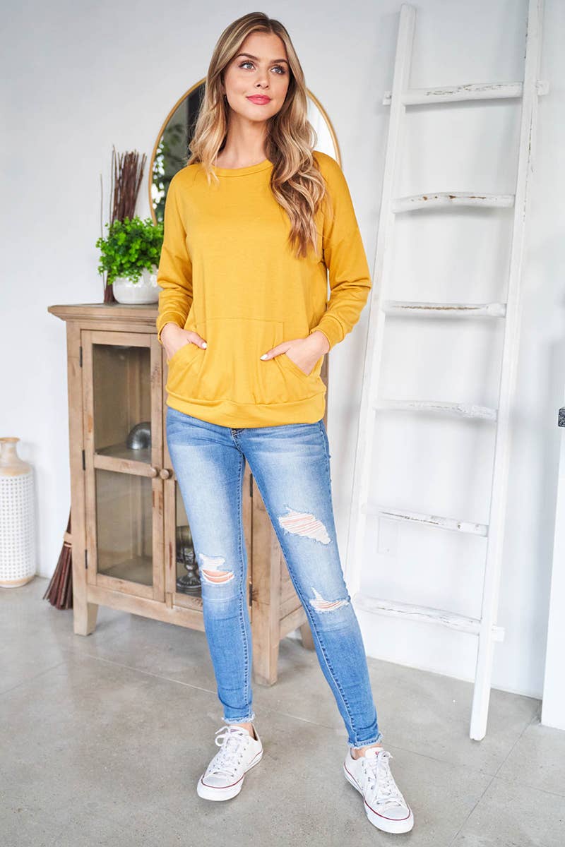 You & Me – wholesale Sweatshirt - Dam – PPT2063-LÅNGÄRMAD FRANSK FROTTÉ TOPP MED KÄNGURUFICKA55