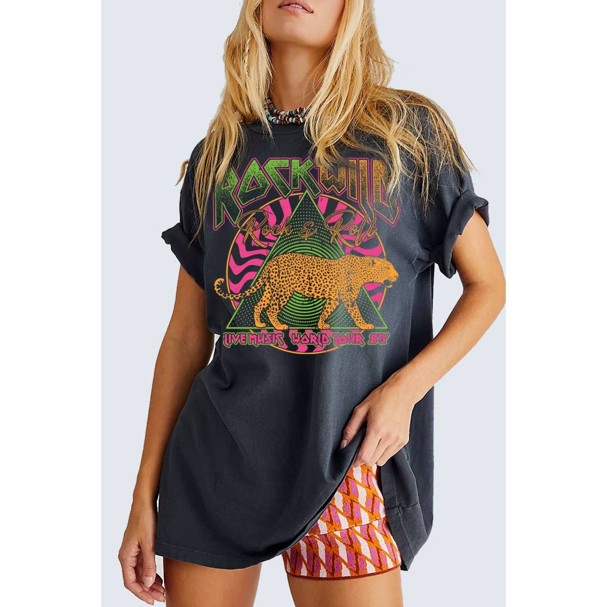 HRTandLUV - Wholesale Tunic - Women's - ROCK WILD  OVERSIZED GRAPHIC TEE0