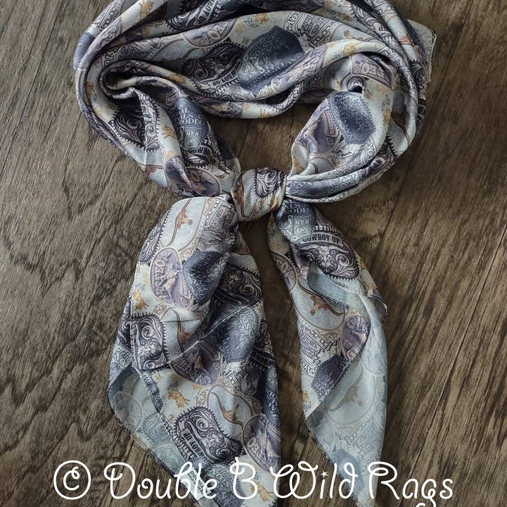 Double B Wild Rags - Wholesale Scarf - Women's - Wild Rag Rodeo Belt Buckle "Hey Champ" MISC 423 Cowboy Western Neck Scarf Bandanna by Double B Wild Rags2