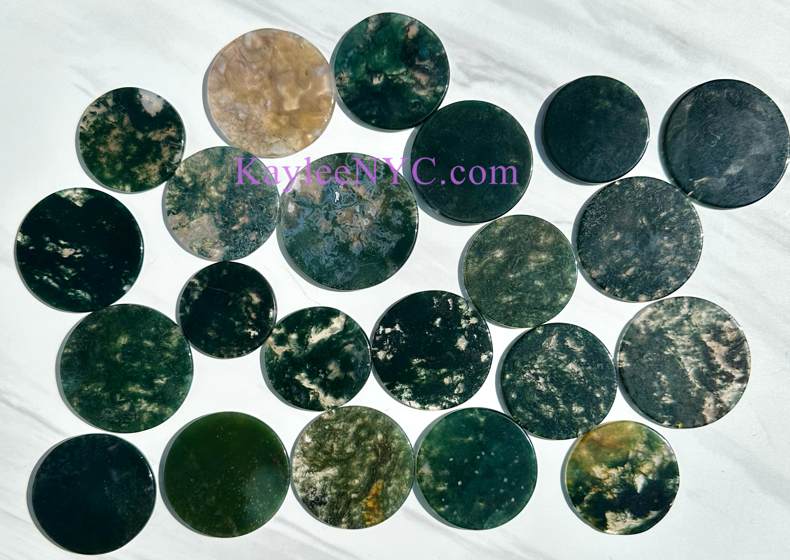 KayleeNYC - Wholesale Spiritual Stone/Crystal - Wholesale Lot 1 lb Natural Moss Agate Polished Slab Crystal1