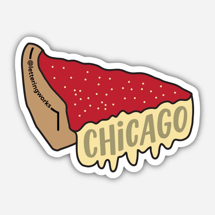 Lettering Works - Wholesale Sticker - Chicago Pizza Vinyl Sticker1