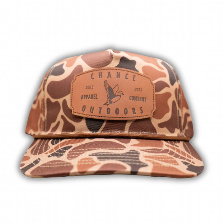 Deer Camo Leather Patch Hat for wholesale by Chance Outdoors