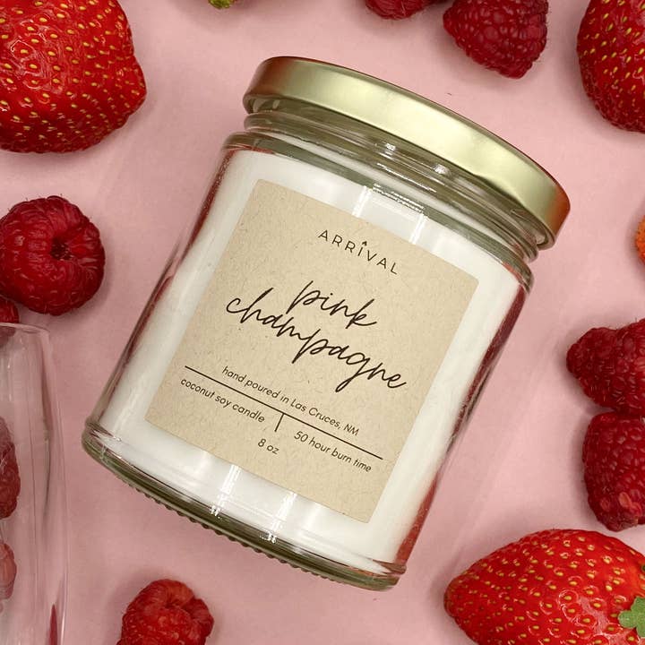 Pink Champagne for wholesale by Arrival Candle Co