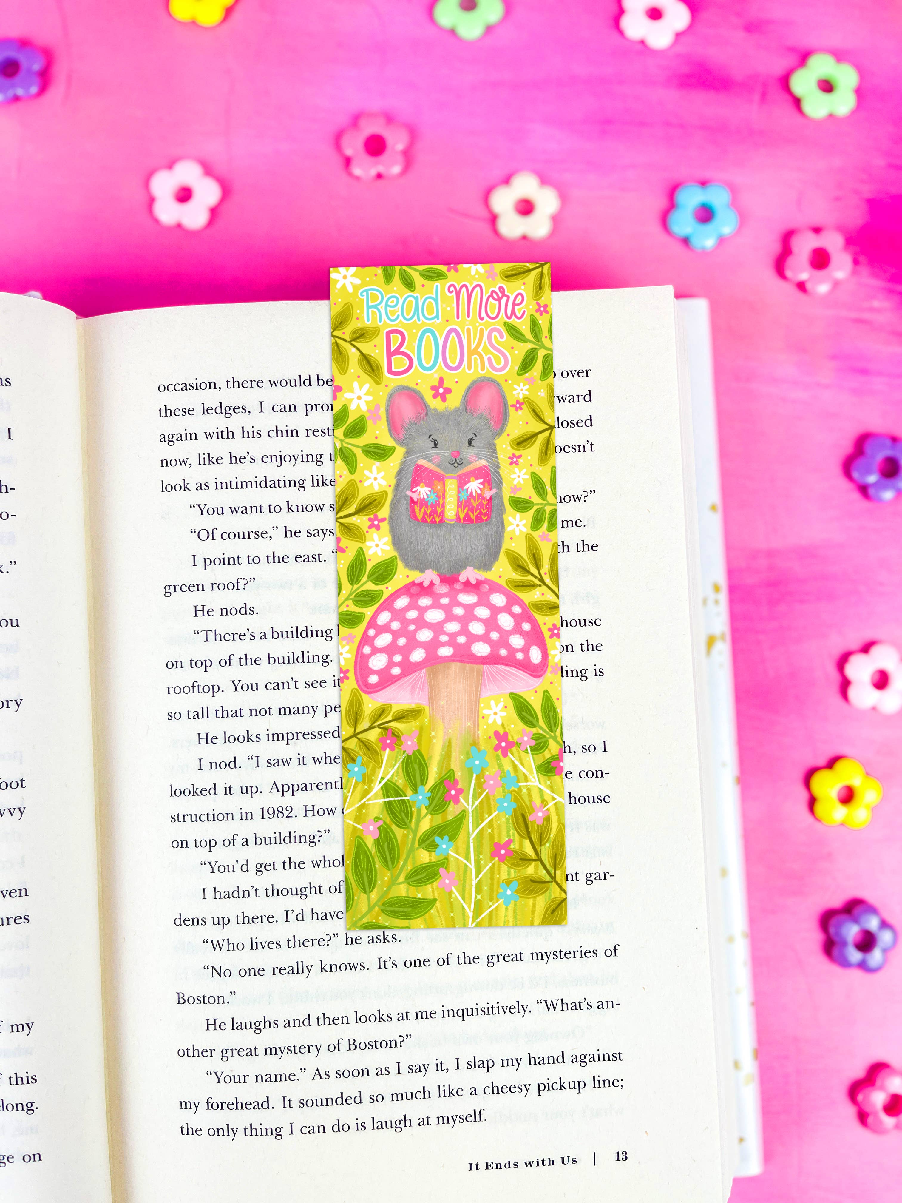 Emily Cromwell Designs - Wholesale Bookmark - Reading Mouse in the Meadow Bookmark0